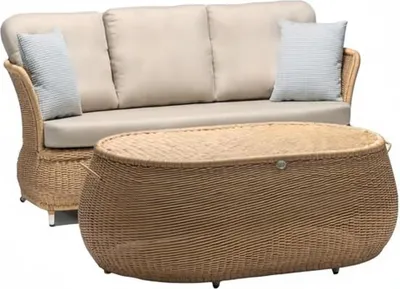 Immagine prodotto di Set divano 3 posti tavolino divani tre posti tavolo rattan lusso moderno