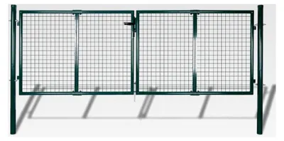 Produktbild von Stahl-Gartentor Dunkelgrün 306x125cm, verzinkt und pulverbeschichtet, für Gartenabgrenzungen und Außenzäune