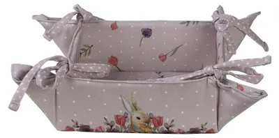 Immagine prodotto di Cestino per pane Clayre & Eef 35x35x8 cm Beige Rosa Cotone Fiori di coniglio