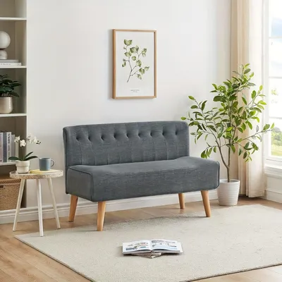 Image de 2-Zitsbank - Canapé 2 places - Divan 2 places - Canapé - Petit canapé - Design moderne, couleur gris - Pieds en bois