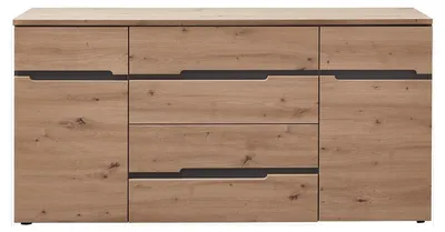 Produktbild von Sideboard - 165 x 82 cm - 2 Türen - 3 Schubladen - Artisan Eiche Nachbildung - Graphitgrau