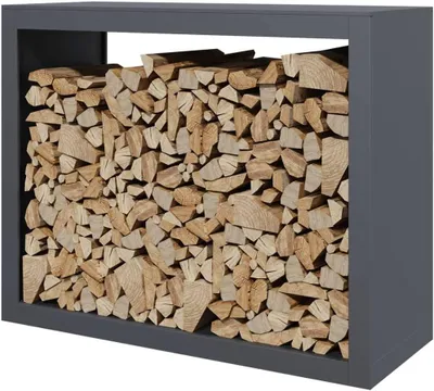 Zdjęcie produktu dla Stojak na drewno do kominka - System przechowywania drewna do kominka - Stalowa konstrukcja - 100x40x80 cm - Antracyt