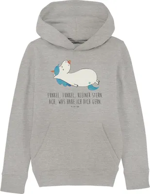Produktbild von Mr. & Mrs. Panda Kinderpullover Einhorn Schnuller 7-8 Jahre (122/128) - Heather Grey - Geschenk, Mutter, Sweatshirt, Unicorn, Pullover, Geburtstag, Hoodie, Geburt, Baby
