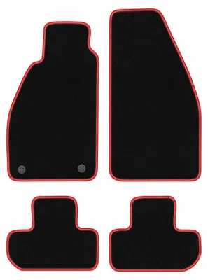 Obrázok produktu pre Velúrové autokoberce pre: Alfa Romeo Spider 1995-2005 (kupé/kabriolet) – sada 4 ks, čierno-červené, na mieru – Wielganizator CARLUX
