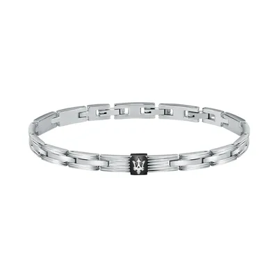 Image de MASERATI BRACELET BLK LOGO 100% acier inoxydable argenté