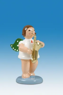 Produktbild von Holzfigur Engel mit Saxophon ohne Krone Höhe 6cm NEU