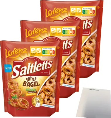 Produktbild von Lorenz Saltletts Mini Bagel 3er Pack (3x100g Packung) + usy Block