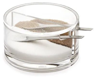 Produktbild von Doppel Zuckerschale aus Acryl, transparent, mit zwei Fächern, Kapazität: 2X 125 g