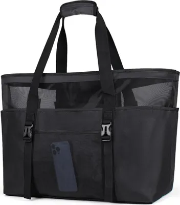 Produktbild von Strandtasche XXL Damen Badetasche Wasserdicht Mesh Beach Bag Schwarz