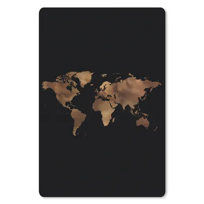 Produktbild von MuchoWow® Mauspad Mousepad Weltkarte - Gold - Schwarz 18x27 cm - Mousepads - Maus Mat - Pad - Mausunterlage