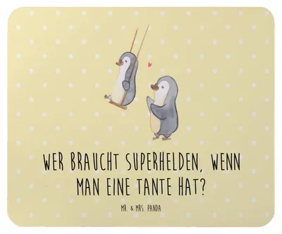Produktbild von Mr. & Mrs. Panda Mauspad Lieblings-Tante - Gelb Pastell - Geschenk, Familienmitglieder, Neffe, Lächeln, Mouse Pad, computermatte, Mousepad, pc, Lebenshilfe, Heldin