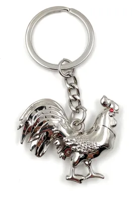 Immagine prodotto di Portachiavi Onwomania - "Galline della fattoria dei galli" - portafortuna in metallo ideale come regalo, ad esempio per la vostra migliore amica, la vostra mamma