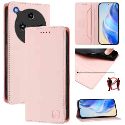 Image de Etui en cuir pour ZTE Nubia Focus 2, étui à rabat avec fentes pour cartes, portefeuille et support Rose