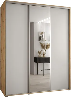 Produktbild von MEBLE KRYSPOL Davos 3 Schrank, drei Türen - 235,2x190x60 cm - Artisan Weiß Silber