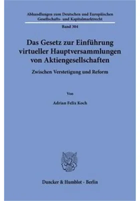 Obrázok produktu pre Das Gesetz zur Einführung virtueller Hauptversammlungen von Aktiengesellschaften