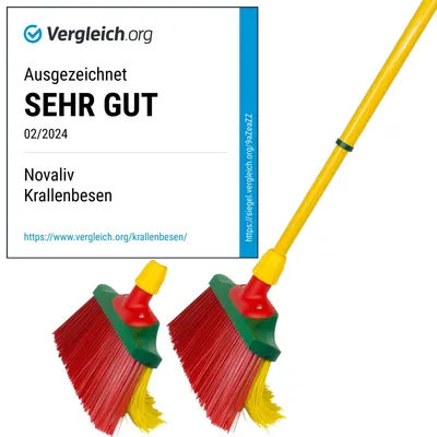 Produktbild von Novaliv Krallenbesen Set 30 cm Holz mit Teleskopstiel gebogenen Borsten Gartenbesen Straßenbesen Kehrbesen Laubbesen (2, Krallenfeger)