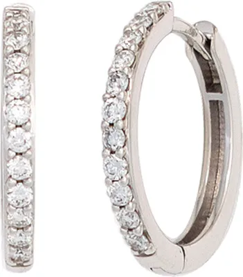 Produktbild von Ohrringe 16,4mm Creolen mit 22 Diamanten Brillanten 585 Gold Weißgold Damen