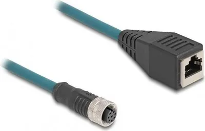 Produktbild von DELOCK M12 Adapterkabel A-kodiert 8 Pin Bu zu RJ45,Bu 50 cm