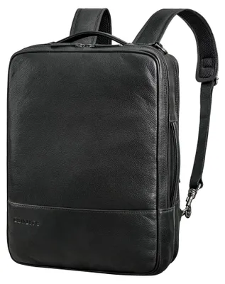 Produktbild von Dash Praktischer 2 in 1 Rucksack aus Leder XL Laptoptasche 15-16 Uni Multifunktionstasche Umwandelbar Echtleder Aktentasche Business Anti-Diebstahl Umhängetasche Farbe: Obsidian schwarz