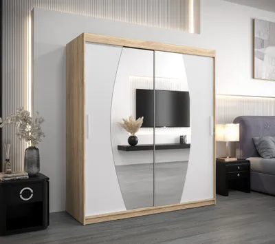 Image de MINIO Armoire 180 cm ELYPSE Chêne Sonoma / Blanc mat