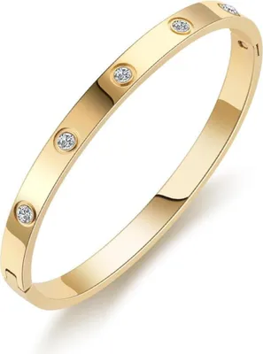 Produktbild von NTRUXZP Damen Armreif Edelstahl Zirkonia 6mm breit Armspange Gravur Gold