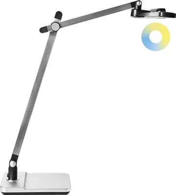 Zdjęcie produktu dla BELIANI Lampka biurkowa kreślarska LED srebrna z funkcją bezstopniowego ściemniania 3 barwy światła przyciski dotykowe regulowane ramię