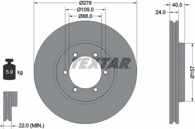 Produktbild von 2x TEXTAR Bremsscheibe 92138400 für DAEWOO KORANDO (KJ) für SSANGYONG MUSSO (FJ)