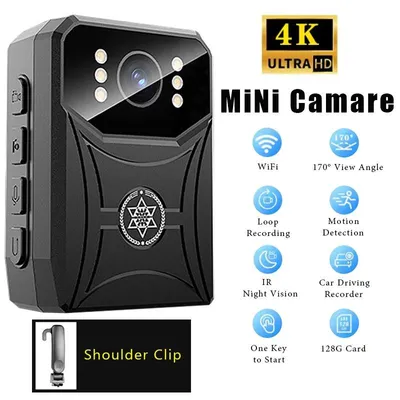 Produktbild von Mini-4K-HD-Kameras mit WLAN, 3000-mAh-Akku, digitalem Videorekorder, Nachtsichtfunktion, Polizeikörperkamera, tragbarer Camcorder