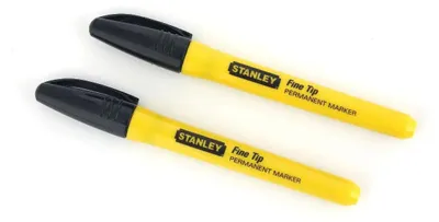 Produktbild von Stanley Permanentmarker mit feiner Spitze (schwarz), Schwarz, Schwarz, Gelb, 2 Stück(e)