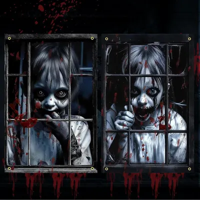 Produktbild von Gruselige Fensterdekoration für Halloween, 2 Stück, 120 x 80 cm für Innen und Außen