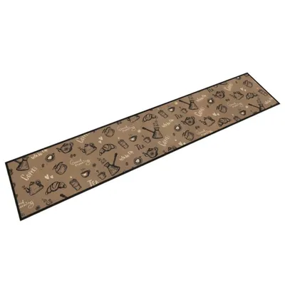 Zdjęcie produktu dla vidaXL Dywanik kuchenny zmywalny rano brązowy 60x300 cm aksamitny