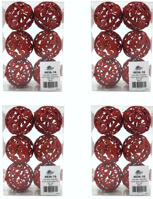 Produktbild von Weihnachts-Kugel 6cm glitzer 4 Sets - 24 Kugeln rot