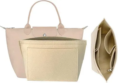 Imagen del producto de Organizador beige para bolso de mano, con varios compartimentos para accesorios