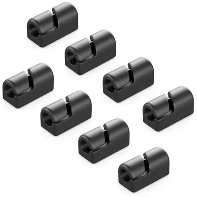 Produktbild von deleyCON Kabelhalter selbstklebend Kabelclips Silikon, 8 Stück - Schwarz