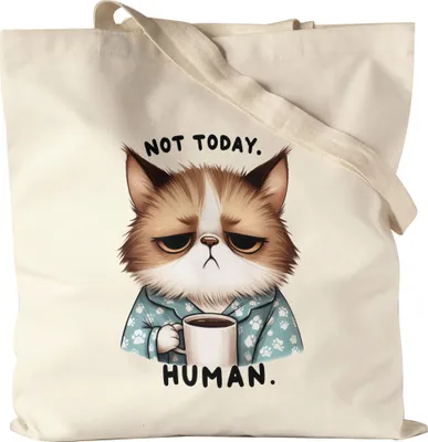Produktbild von Not Today Human Jutebeutel Katze Lustig Süß Geschenkidee für Morgenmuffel