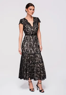 Produktbild von LARICA Abendkleid Midi Spitze V-Ausschnitt Elegant LA-OM-DLR296 black L