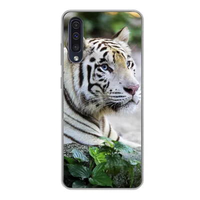 Produktbild von MuchoWow® Handyhülle Schutzhülle Hülle für Samsung Galaxy A50 Tiger - Weiß - Sand Silikon Softcase Handy Hülle - Mobiltelefonhülle