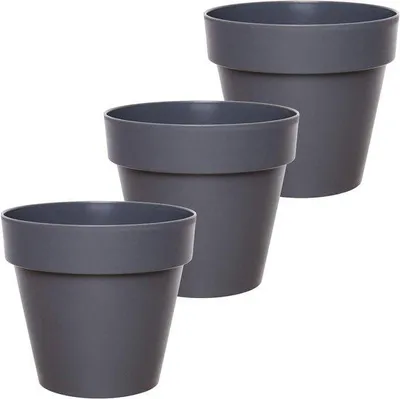 Obrázok produktu pre Plastová sada kvetináčov od 3 - 14 cm antracitový okrúhly kvetináč