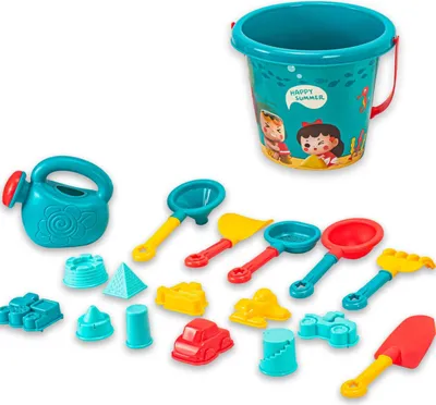 Produktbild von Strandspielzeugset für Kinder - 18 Teile - Sandkübel - Schaufel - Sandkastenset - Spielzeug - ideales Geschenk
