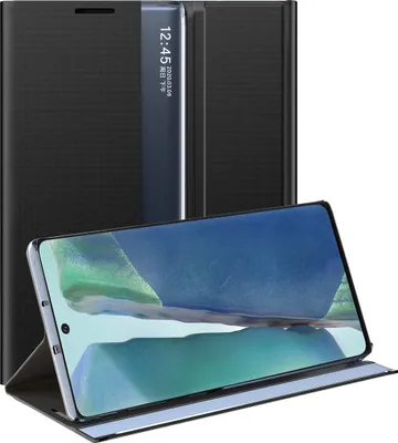 Produktbild von Galaxy Note 20 Hülle, LaimTop Slim Flip Leder Smart View Window Klappetui Schutzhülle mit Standfunktion für Samsung Galaxy Note 20 Schwarz