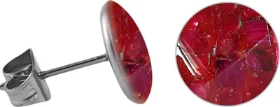 Produktbild von Chirurgenstahl Ohrstecker mit rundem Mosaik Größe - 6 mm Farbe - Rot