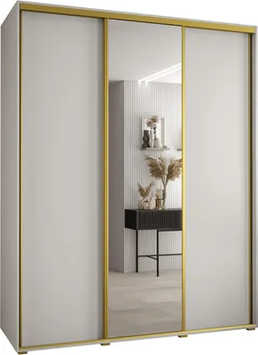 Produktbild von MEBLE KRYSPOL Davos 3 Schrank, drei Türen - 235,2x200x60 cm - Weiß Weiß Gold