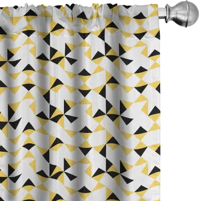 Produktbild von ABAKUHAUS Geometrisch Vorhänge, Gardinen, Futuristisch und Moderne Dreieck-Muster auf einem einfachen Hintergrund, 2 Stück 75 x 245 cm, Mustard Weiß