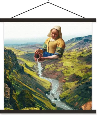Produktbild von MuchoWow® Textilposter Milchmädchen - Wasser - Vermeer 40x40 cm mit schwarzem Rahmen - Fotos