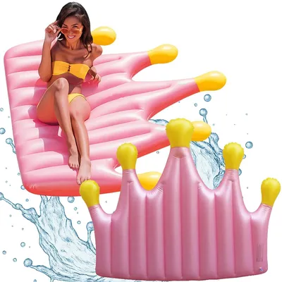 Zdjęcie produktu dla Materac dmuchany korona 145x195 cm do pływania na basen plażę jezioro różowy materac wodny