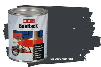 Produktbild von Buntlack - 1 L, RAL 7016 Anthrazitgrau – Glänzender Decklack für Metall & Holz, wetterfester Metallschutzlack, robuste Lackfarbe außen & innen
