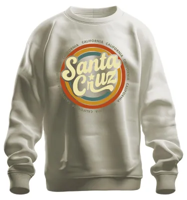 Produktbild von Santa Cruz Kalifornien Retro Vintage Surfen Strand Wellen Sweatshirt Pullover, Natur, M