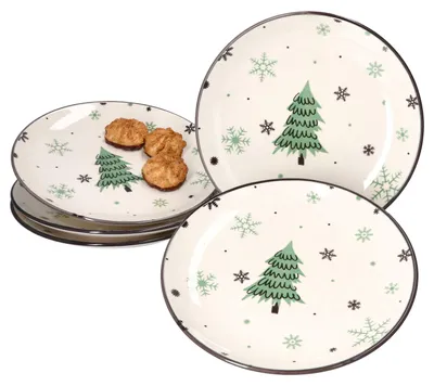 Image de lot de 6 assiettes à gâteaux Arbre de Noël Assiettes à biscuits Assiette à dessert Noël