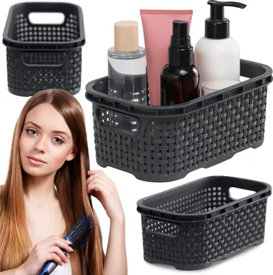 Immagine prodotto di Cestino in plastica 1L Contenitore rettangolare in rattan Bagno Camera da letto Antracite