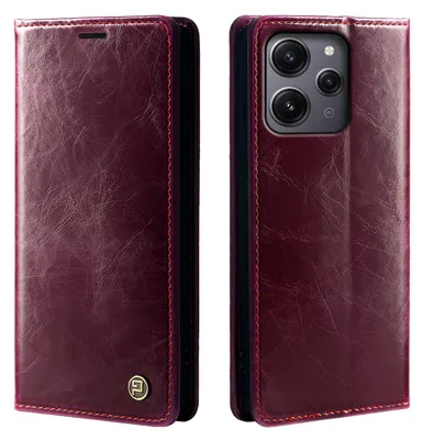 Produktbild von Handyhülle für Xiaomi Redmi 12 Kunstleder Klapphülle Vintage Cover Hülle RFID Schutz Case Kartenfach Farbe: Weinrot